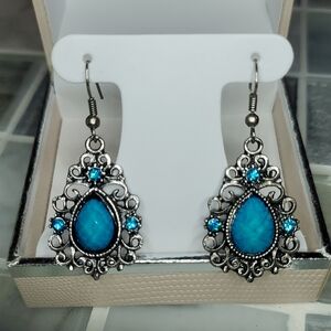 Elegant Silver and Blue Teardrop Earrings